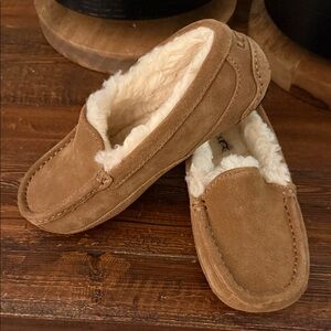 UGG Kids Tan Moccasins with Cream Lining